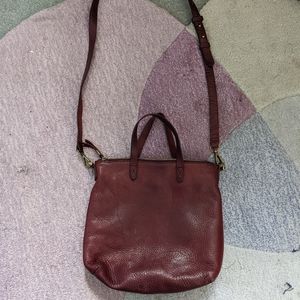 Madewell Crossbody Transport Tote in Burgundy
